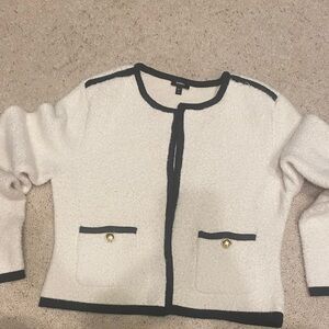 EXPRESS SZ MEDIUM Women's Cream and Black Cardigan Jacket. Gold buttons